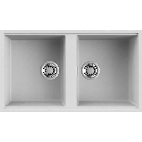 Lavello Elleci Incasso 2 vasche 83,6x48,8 Best 450 Sottotop Granitek Bianco LGB45068BSO (1/3)