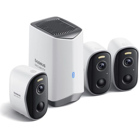 Caméra Surveillance WiFi Extérieur sans Fil, HD 2K, 145 Degrés, Batterie de 210j, IP67, Vision Nocturne, Caméra Extérieure Detection Humaine, 16TB Stockage Extensible - Kit 3-Cam N1 (1/5)