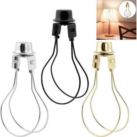 Support d'abat-jour en 3 parties, adaptateur de fixation pour abat-jour, support de lampe à pince, hauteur réglable, structure en fer, argent/noir/or (1/5)