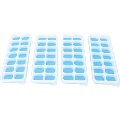 Lot de 4 bacs à glaçons avec couvercle à démoulage facile, 14 compartiments pour congélateur à cocktails, bleu (1/5)