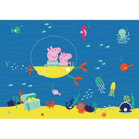 Poster intissé Peppa Pig avec sa famille dans l'eau - 155 x 110 cm (1/3)