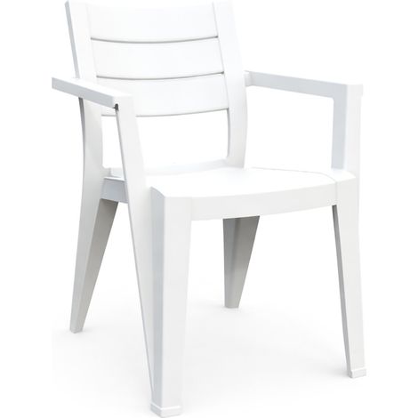 Dmora - Set di 6 sedie da esterno Tregnago, Seggiola da giardino, Seduta outdoor multiuso, Panchina da giardino, 62x59 h79 cm, Bianco