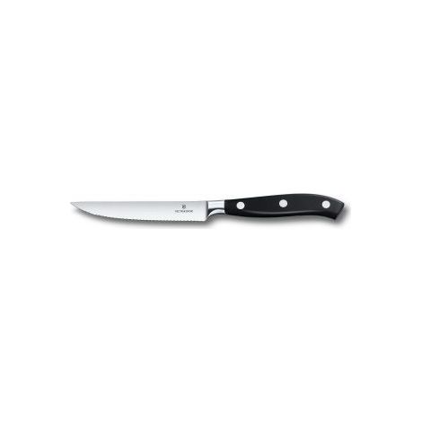 Victorinox, coltello da bistecca Grand Maître con lama seghettata da 12 cm, in confezione regalo, nero