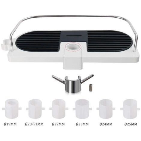 Aluminum Alloy Adjustable Rod Telescopic Shower Holder, No Drilling Bathroom Shower Holder, Shower Soap Dish, Shampoo Holder, Diameter 19-25mm (1/5)