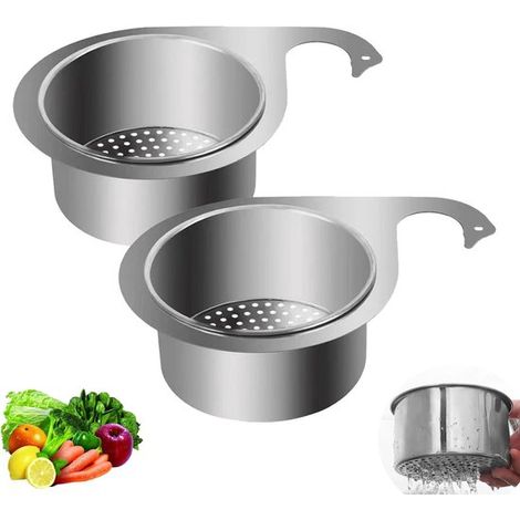 Égouttoir d'évier en acier inoxydable 2 pièces, égouttoir en forme de cygne, filtre multifonctionnel pour évier de cuisine, filtre sans effort (1/5)