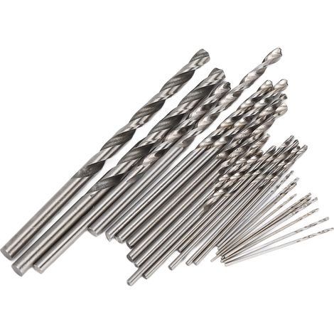 Ensemble de 25 mini forets hélicoïdaux, mini kit à tige droite en acier rapide, adapté à la bijouterie, à l'horlogerie et à la fabrication de circuits imprimés, tailles 0,5-3 mm. (1/5)