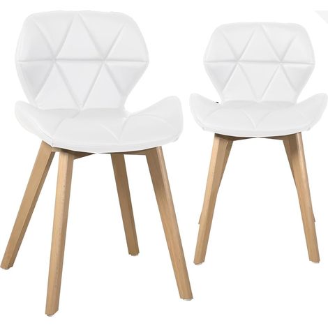 Ensemble de 2 chaises de salle à manger scandinaves, assise rembourrée en similicuir, pieds en bois de hêtre clair FATI (noir) (1/5)