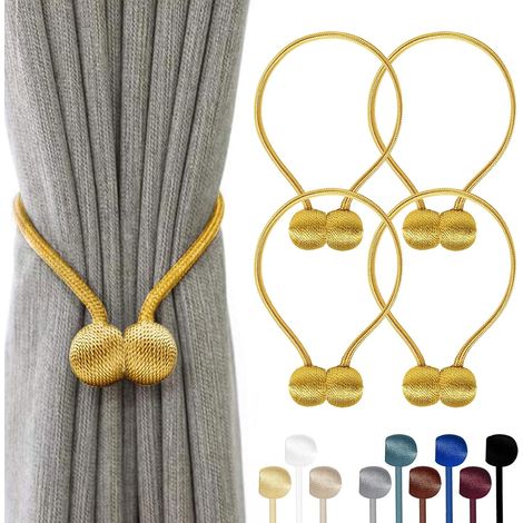 4er-Set magnetische Gardinenhalter – 10 Farben, verstärkte Polyesterkordel – für Wohnzimmer, Schlafzimmer, Esszimmer & Badezimmer (Gold) (1/5)
