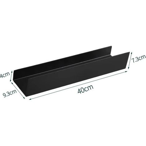 Étagère de rangement murale noire (40 cm) pour salle de bain et cuisine. Organisateur d'accessoires de salle de bain. (1/5)