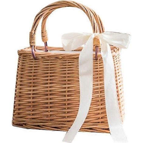 Handgefertigter Blumenkorb aus natürlichem Rattan, gewebt für Zuhause, Küche, Garten, Gemüseaufbewahrung, Pflanzgefäß, Halter, Hochzeitsfeier Ta--04