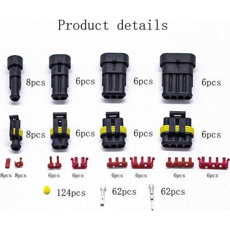 Connecteur étanche 352 pièces, connecteur électrique étanche mâle et femelle, connecteur de câble électrique 1/2/3/4 broches, adapté pour moto, scooter, voiture, camion, bateau (1/2)