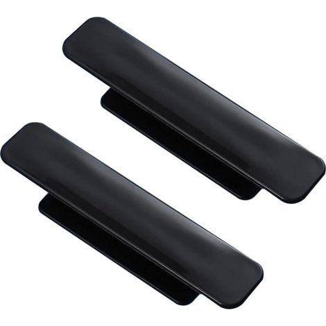 Lot de 2 poignées de meuble adhésives en plastique, style grange, carrées, dissimulées, pour porte d'armoire, noires (1/4)
