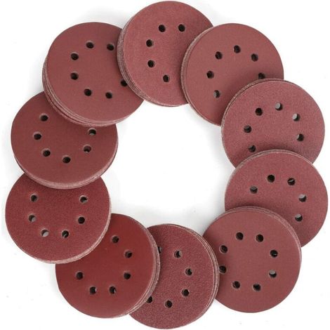 Disques de Ponçage 150 Pièces, Disques Abrasifs de 125mm avec 8 Trous, Grain 60, 80, 100, 120, 150,180, 240, 320, 400, 600 pour Pollisage, Dérouillage, Finition