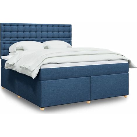 Boxspringbett mit Matratze Blau 180x200 cm Stoff
