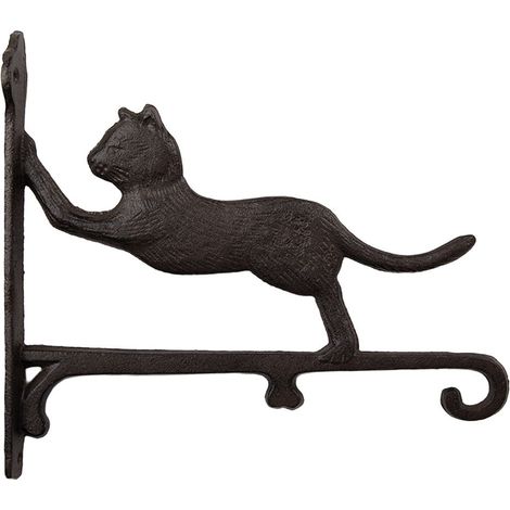 Patère Murale Chat en Métal Marron pour Manteaux et Sacs 26 x 5 x 23 cm - PANGIVO (1/3)