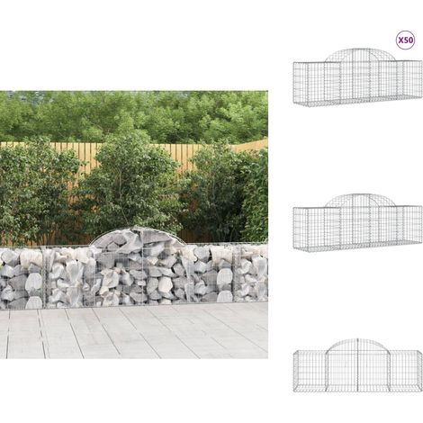 Gabionen mit Hochbogen 50 Stk. 200x50x60/80 cm Verzinktes Eisen - Gabionen - Gabionenkörbe - Gartendeko - Zaun - Sichtschutz (1/5)