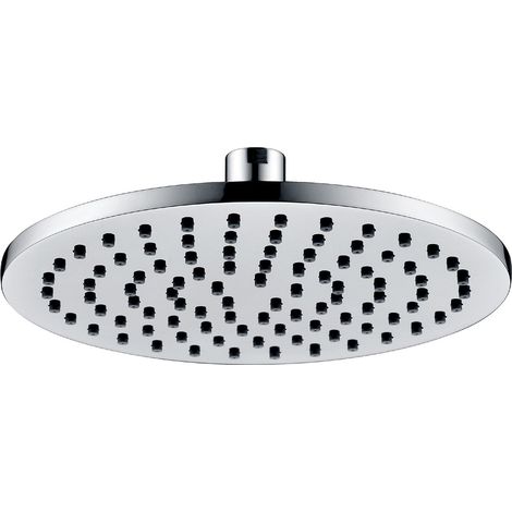 Round 200mm Fixed Shower Head Chrome Single Mode Rub Clean + Swivel Ball Joint