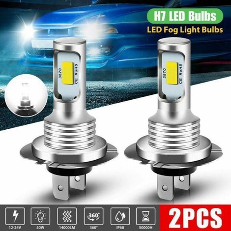 Kit Ampoules LED H7 - 4000 Lm - 6000 K - 55 W Par Ampoule - Pour Feux De Croisement Et Antibrouillard - 2 Pièces (1/4)
