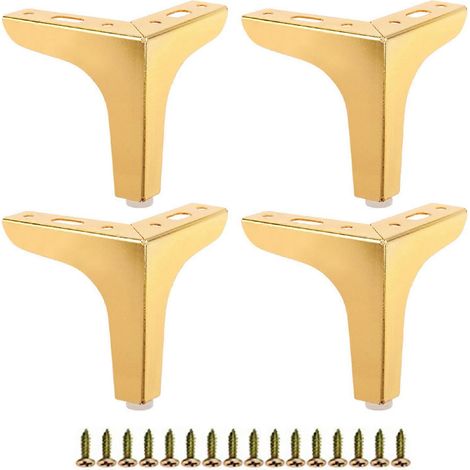 Pieds de support de rechange en fer forgé pour meubles, pieds de canapé-lit en métal, pieds de table de support à angle droit, faciles à assembler, 13 cm, or et noir, 13 cm. (1/5)