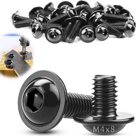 120 Pièces Vis à Tête Bombée avec Bride M4x8mm Inox M4 A2 V2A (1/5)