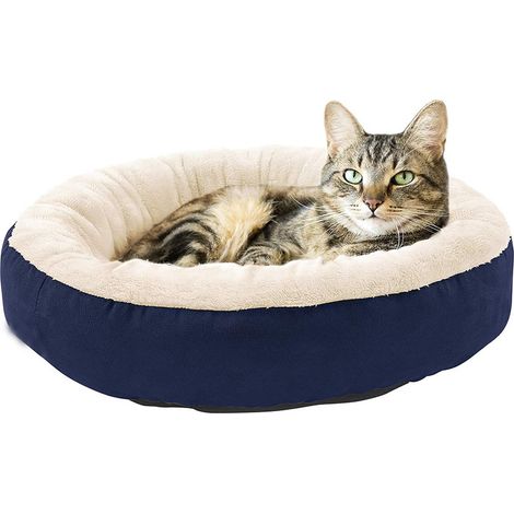 Lit pour animaux de compagnie 50,8 cm pour chats ou petits chiens, fond antidérapant et résistant à l'eau, lavable, bleu marine (1/5)
