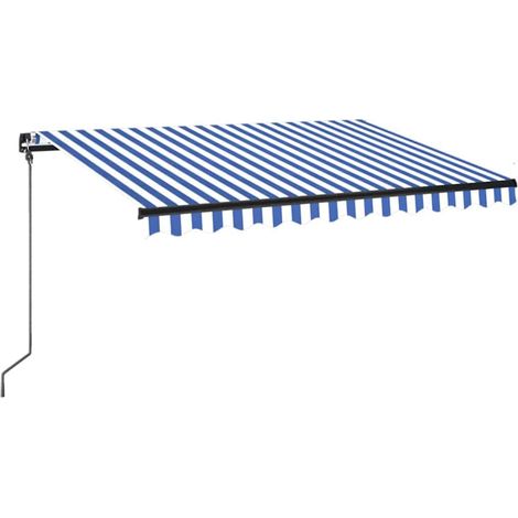 Maison Exclusive - Tenda da Sole Retrattile Manuale con LED 350x250cm Blu e Bianca (1/5)