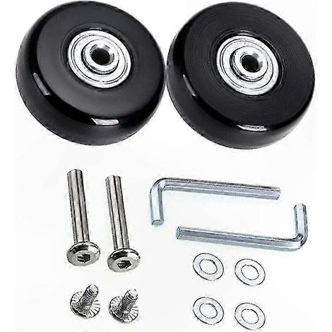 Roues pivotantes en caoutchouc 45mm pour réparation de bagages, kit de remplacement de roulettes silencieux pour valises et sacs de voyage (1/4)