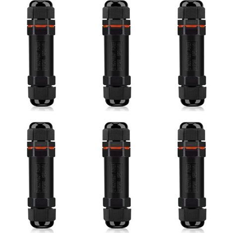 Connecteurs de Câbles Étanches, Boite de Derivation Étanche Exterieur IP68, Raccord Electrique Étanche Lot de 6, Connecteur Electrique Etanche 3 Fils pour Câble Ø 6-12mm (1/4)