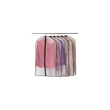 Lot de 6 housses à vêtements zippées, anti-poussière et anti-mites, matériau PEVA translucide, imperméable et respirant, 60 x 100 cm, noir (1/4)