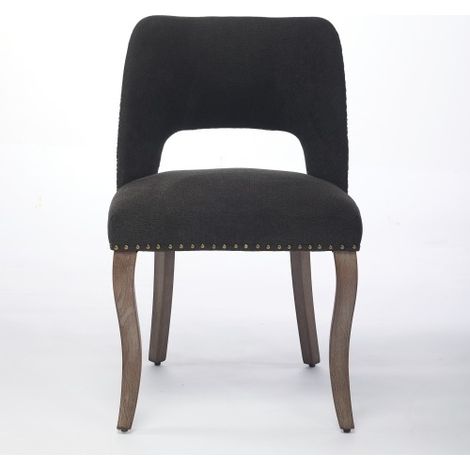Chaises de salle à manger en bois (lot de 2), chaises modernes rembourrées en tissu pour salle à manger ou cuisine, style ferme, noires (1/5)