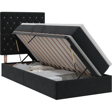 Letto con contenitore e materasso con testiera Velluto vidaXL (1/5)
