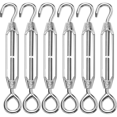 6Pcs Tendeurs de Câble, M4 Crochet de Tendeur Réglable Acier Inox 304 (1/5)