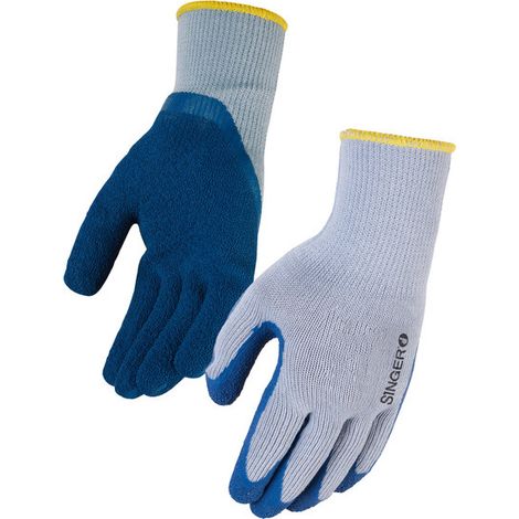 Gants de Travail Tricotes Enduits Latex Crepe Bleu - Jauge 10 - Protection Abrasion EN 388 - BTP Manutention Jardinage - Lot de 10 (1/2)