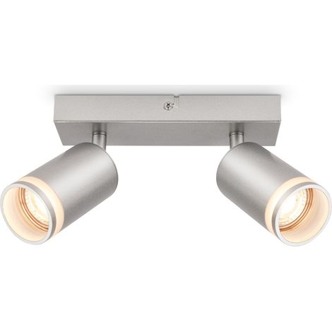 Plafonnier avec sortie de lumière latérale, orientable, GU10, lampe de salon, lampe chambre, cuisine, spot plafond, éclairage plafond, 20 cm, chrome mat (1/5)