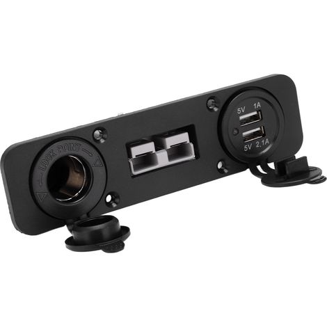 Chargeur de voiture 12-24V Prise Allume-Cigare Double USB avec Panneau à Encaster pour Moto, Yacht, Bateau - Kit de Montage Plat (1/5)