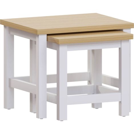 Arlington Nest of Tables Set of 2 Coffee Side End Table, White (1/5)