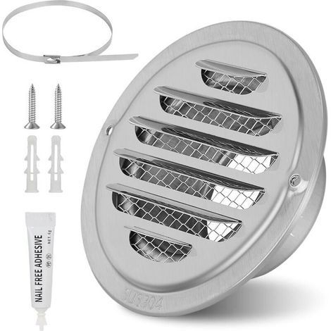 Grille Aeration Ronde 80mm Inox avec Métallique Fine Maille pour Cuisine, Salle de Bain, Exterieur (1/5)