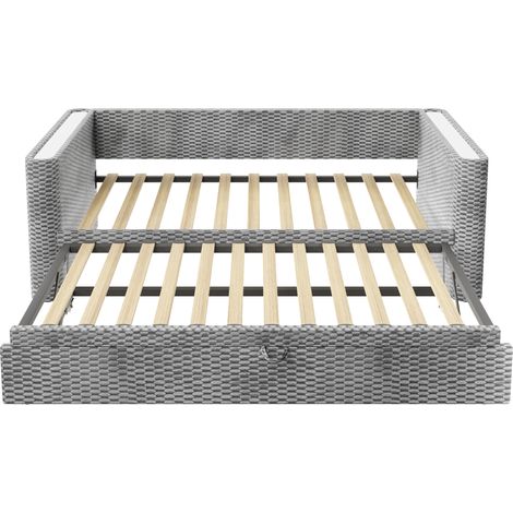 Letto singolo estraibile multifunzione 90 x 200 cm in velluto grigio con LED e rete a doghe MODENUIT (1/5)