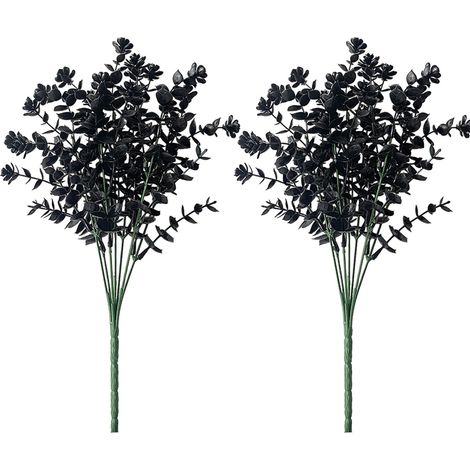 Lot de 2 branches eucalyptus artificiel, plastique et fil de fer flexible, décoration mariage Noël intérieur extérieur (1/5)