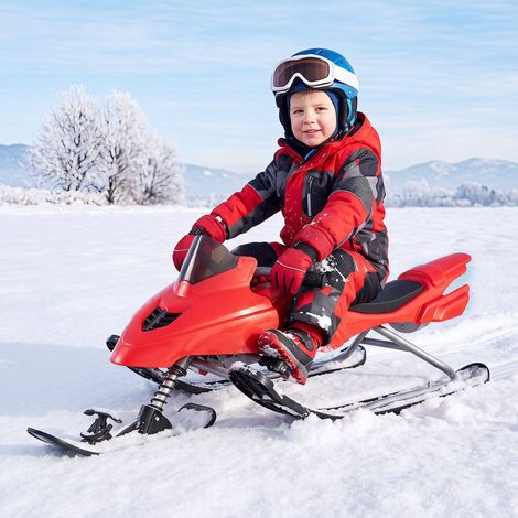 Kids Snow Racer Sled with Brakes & Steering, Red (1/5)