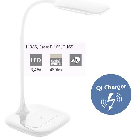 Schreibtischlampe Masserie Led Dimmbar Mit Ladegerät Weiß Eglo (1/5)