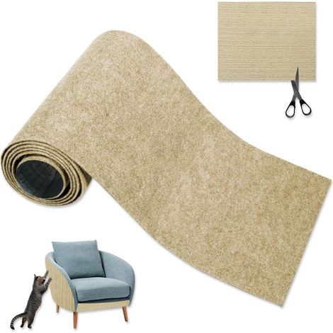 Tapis griffoir autocollant pour chat - 40 x 200 cm - Protection murale contre les rayures - Tapis à gratter - Tapis à gratter mural - Tissu pour arbre à chat - Kaki (1/5)