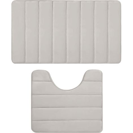 Tapis De Salle De Bain - Tapis Toilette En Forme De U - Mousse Mémoire - Absorption D Eau - Antidérapant - Lavable En Machine - 2 Pièces (1/5)