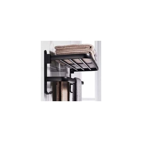 Sèche-serviettes mural salle de bain 50cm - Aluminium pliable - Rangement serviettes - Étanche et espace-saving - Propriétaires de salles de bain (1/4)