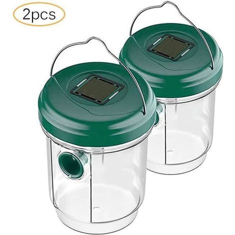 Lot de 2 pièges à abeilles solaires verts, répulsifs à insectes, adaptés à une utilisation extérieure (balcon, jardin, terrasse). (1/4)