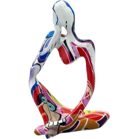 Statuette en résine représentant un penseur, ornement de bureau, sculpture abstraite de collection pour chambre, tiroir, bureau, magasin, bibliothèque-White Face