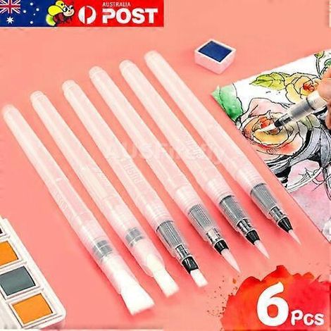 Ensemble de 6 pinceaux à eau pour artistes, idéal pour l'aquarelle, la calligraphie et le dessin (Australie). (1/3)