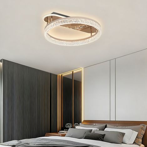LED Kristall-Deckenleuchte 100W, rundes Design Ø 50 cm, dimmbar mit 3 Farbtemperaturen, praktischer Wandschalter, moderne Innenbeleuchtung für Wohn- und Schlafzimmer