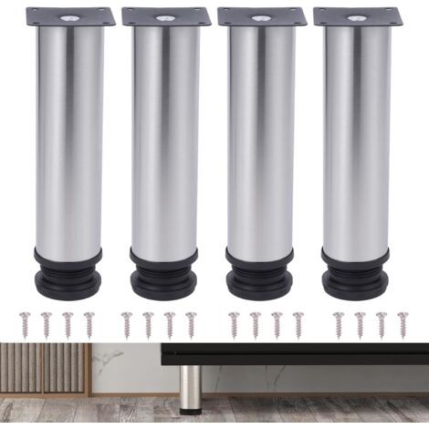 gambe per mobili regolabili in acciaio inox, argento, 18 cm, gambe per tavolo in metallo, gambe per mobili (altezza 18 cm, argento)