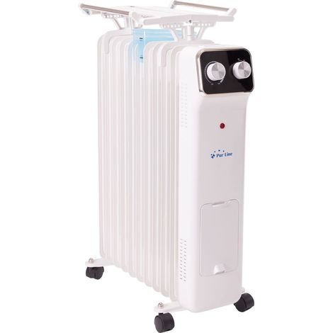 Radiador de aceite blanco de bajo consumo con recipiente para humidificación Blanco